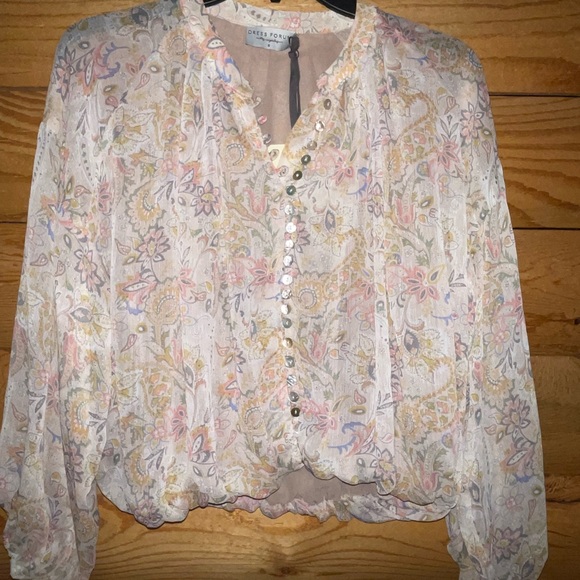 Boutique multicolor, paisley button, front crop top size small - Picture 2 of 2